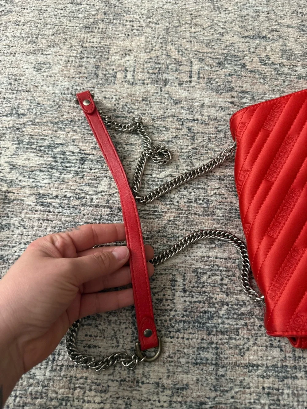 Balenciaga Red Quilted BB Chain Crossbody Bag